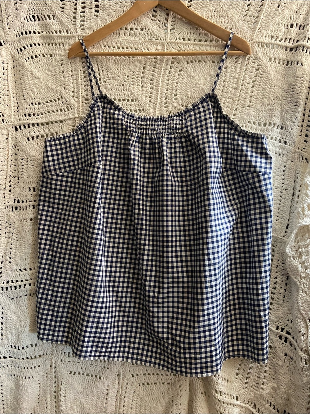 Draper James ❤️ Lands’ End 2X Blue White Gingham Cotton Cami Pajama Top